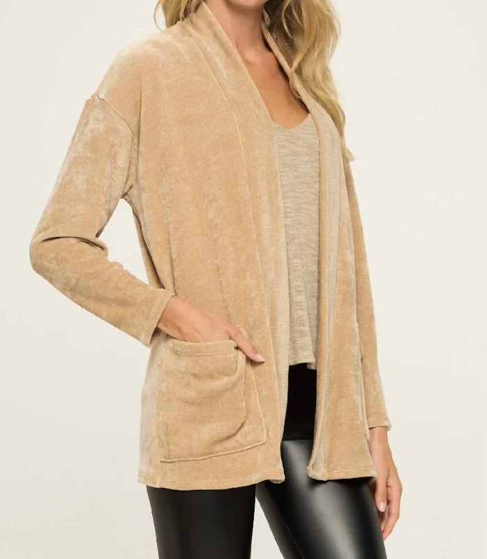 Luxurious SweatersMeredith Cardigan In Taupe