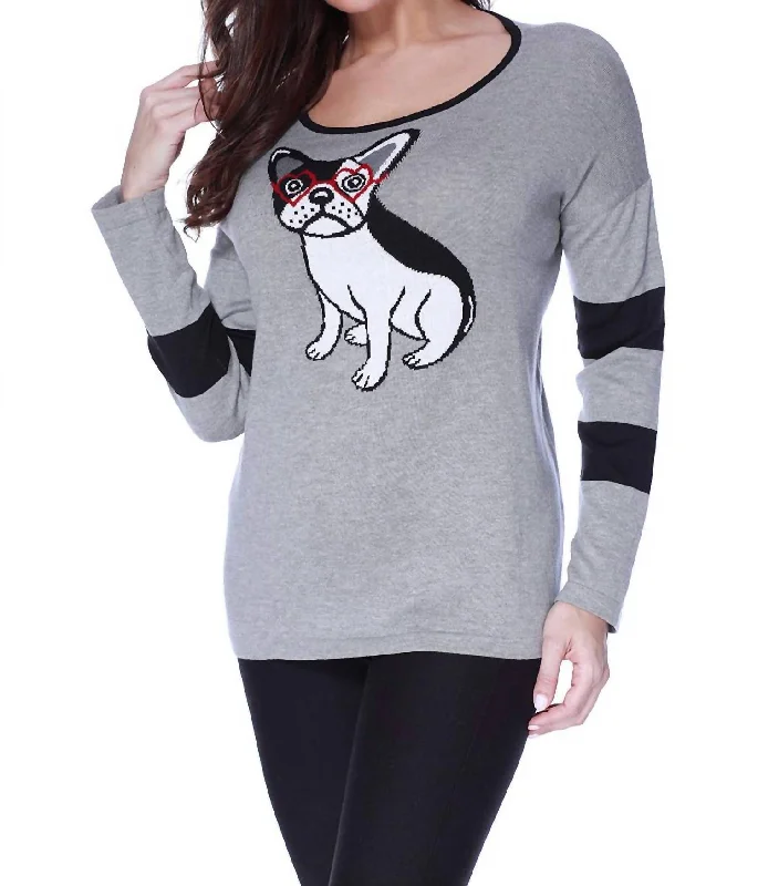 Baby SweatersPuppy Eyes Pullover In Gray