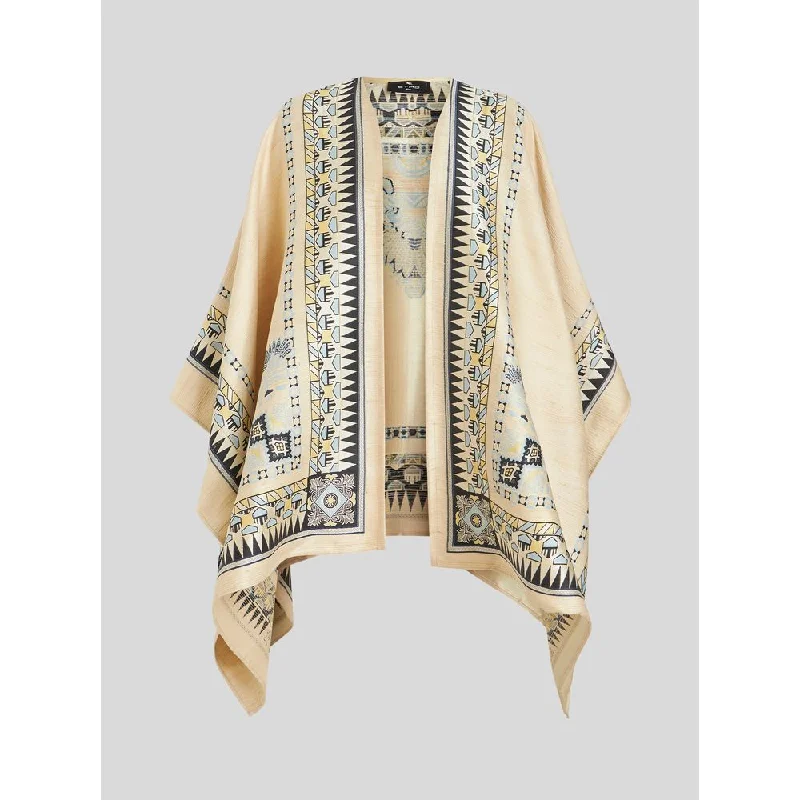 Flannel-Lined SweatersScarf Print Cape