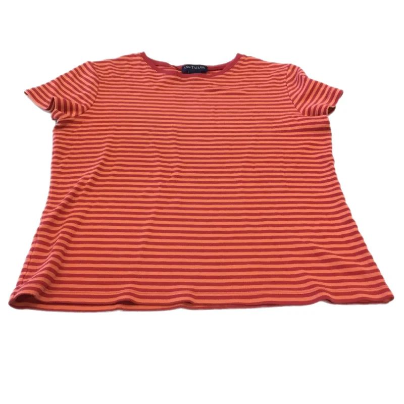 women's tops with bell sleevesTop Short Sleeve Basic By Ann Taylor In Striped Pattern, Size: M