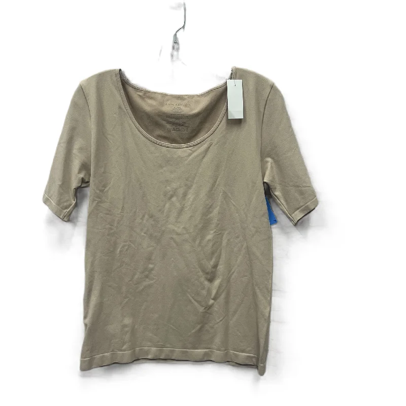 women's tops for business casual attireTop Short Sleeve Basic By Ann Taylor In Tan, Size: Xl