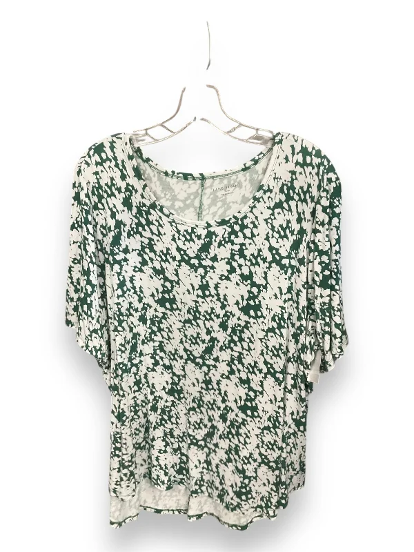 women's tops for bridal showers and baby showersTop Short Sleeve Basic By Lane Bryant In Green & White, Size: 22