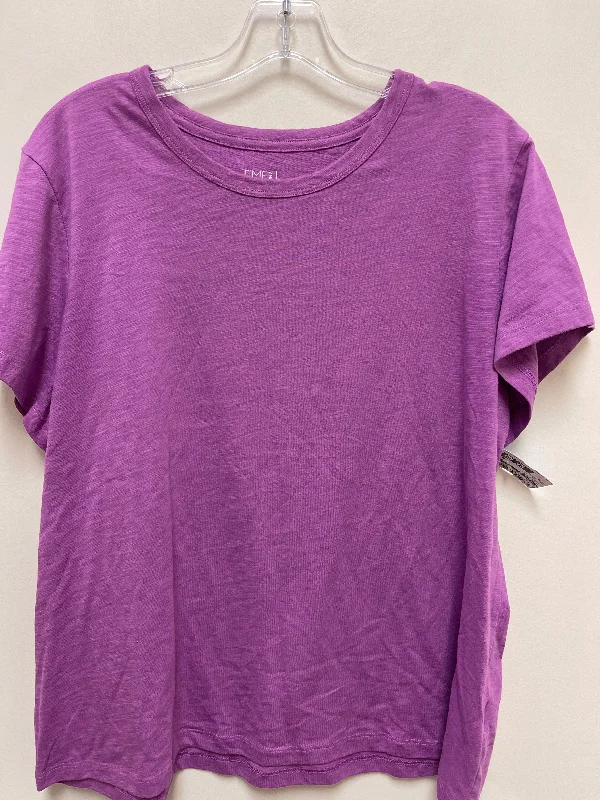 women's tops for date nightsTop Short Sleeve Basic By Time And Tru In Purple, Size: 2x