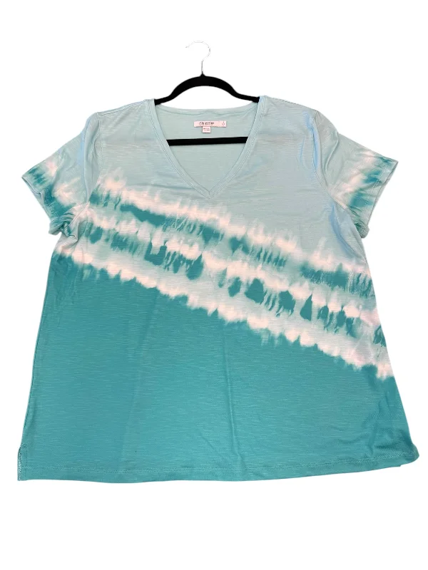 women's tops made from cottonTop Short Sleeve By Chicos In Aqua, Size: L