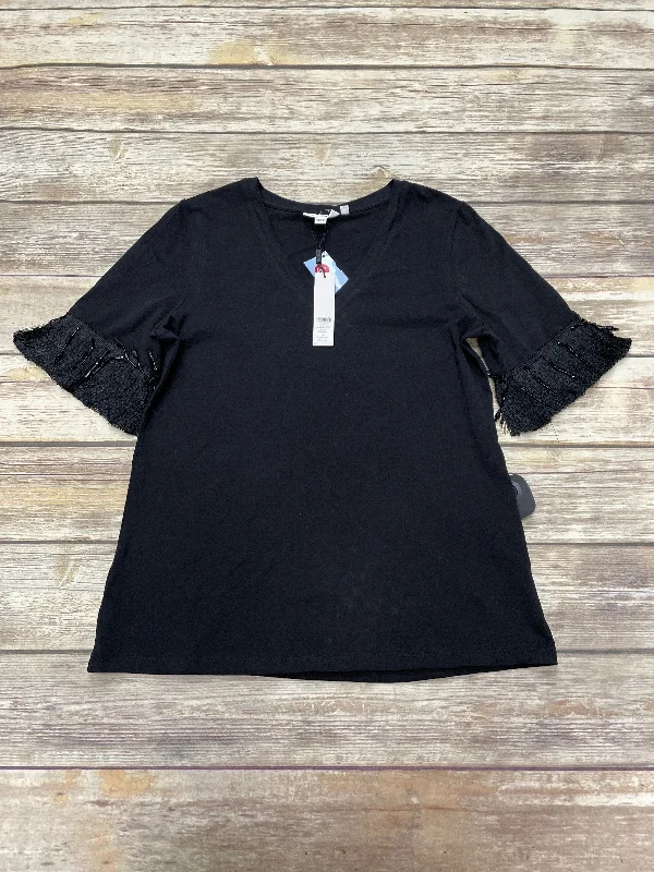 elegant women's topsTop Short Sleeve By Chicos In Black, Size: S