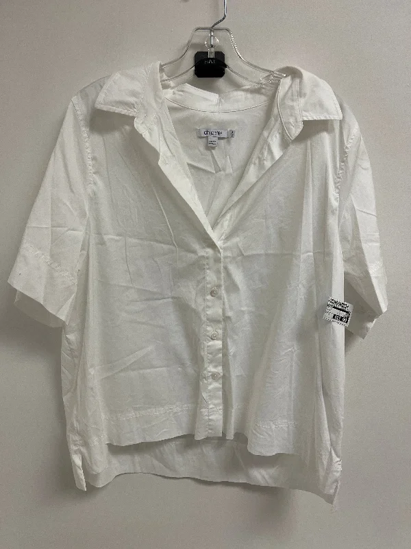 satin women's topsTop Short Sleeve By Chicos In White, Size: Xl