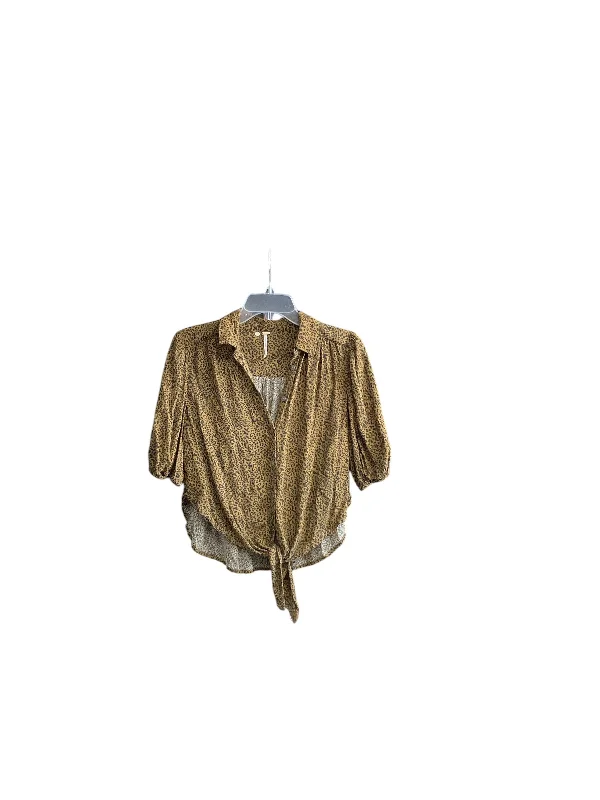 cozy women's tops for fall and winterTop Short Sleeve By Free People In Leopard Print, Size: Xs