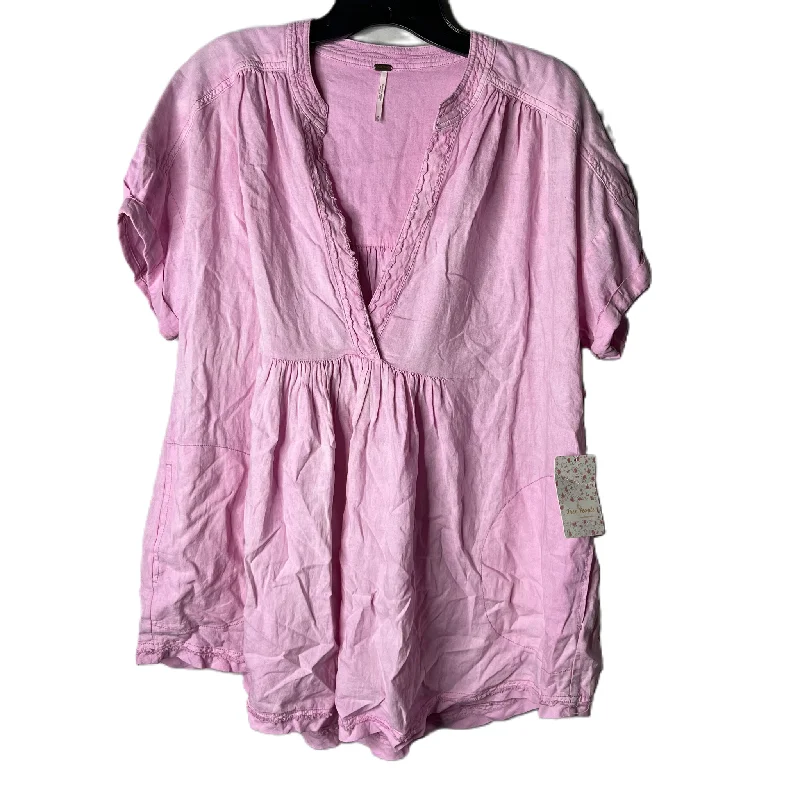 affordable women's topsTop Short Sleeve By Free People In Pink, Size: Xs