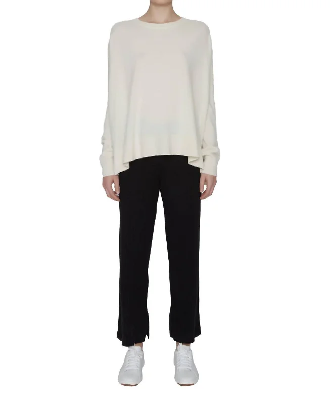 Fitted High-Quality Wool SweatersUna Cashmere Crewneck Sweater In Creme