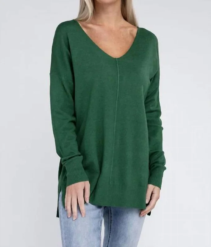 Fitted Cashmere SweatersV Neck Sweater In Kelly Green